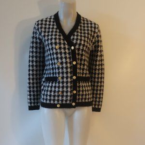 NWT Womens The Lynk Black White Houndstooth Cardigan Sweater S *